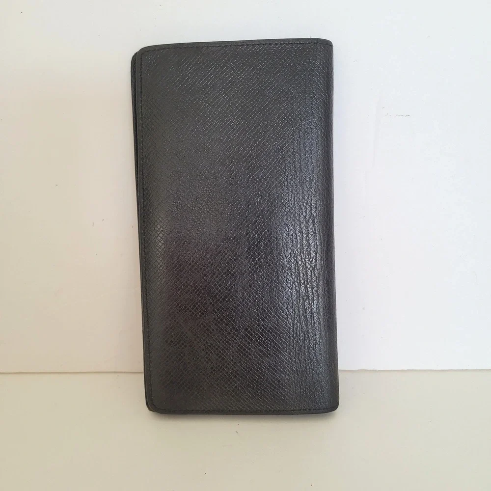 Louis Vuitton Wallet Taiga Leather Ardoise Black Long Bifold TA2141